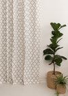 Trellis Printed 100% cotton geometric curtain for bed room - Room darkening - Walnut Grey - Pack of 1-230422099