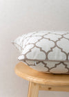 Trellis Printed 100% cotton geometric cushion cover for sofa - Walnut Grey-230452099