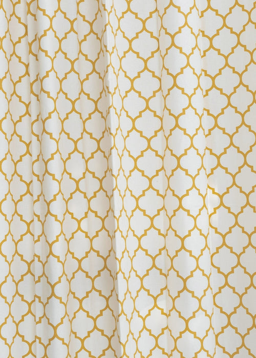 Trellis Printed 100% cotton geometric curtain for bed room - Room darkening - Mustard - Pack of 1-230423097