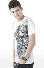 Huetrap White Mens Short Sleeve Graphic Printed Tshirt-HT17MKGRAWHT00531