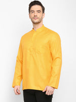 Hangup Men Standard Solid Men's Indian Wear-Mustard_Magic_Patch_ShortKurta