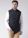 Hangup Men Standard Solid Men's Indian Wear-N10_5BtnNavyNehru