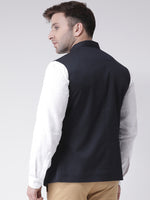 Hangup Men Standard Solid Men's Indian Wear-N10_5BtnNavyNehru