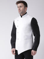 Hangup Men Standard Solid Men's Indian Wear-N1WhiteNehru