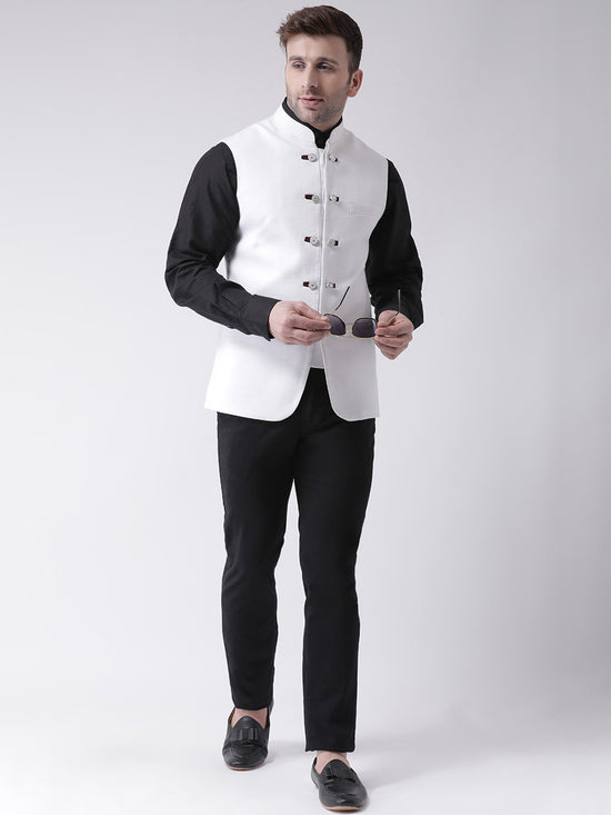 Hangup Men Standard Solid Men's Indian Wear-N2WhiteNehru