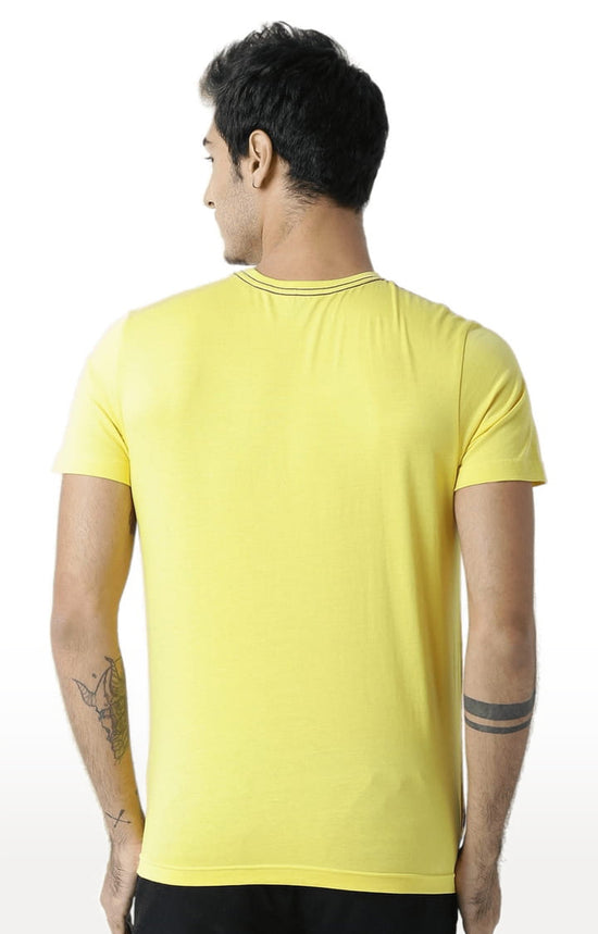 Huetrap Yellow Mens Short Sleeve Graphic Printed Tshirt-HT17MKGRAYLW00280