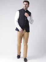 Hangup Men Standard Solid Men's Indian Wear-N3_9BtnNavyNehru