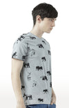 Huetrap Grey Mens Short Sleeve Graphic Printed Tshirt-HT17MKGRAGML00802