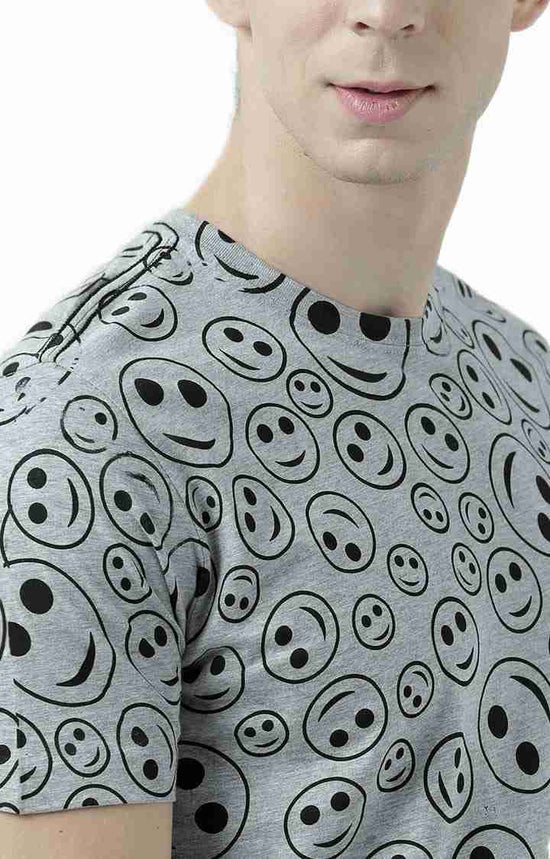 Huetrap Grey Mens Short Sleeve Graphic Printed Tshirt-HT17MKGRAGML00771