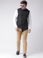 Hangup Men Standard Solid Men's Indian Wear-N8_5BtnBlackNehru