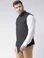 Hangup Men Standard Solid Men's Indian Wear-N8_5BtnBlackNehru