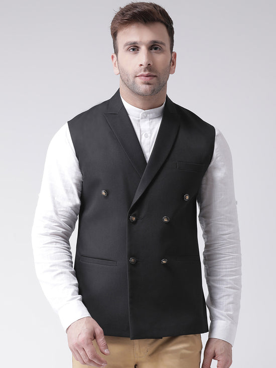 Hangup Men Standard Solid Men's Indian Wear-N9_6BtnBlackNehru