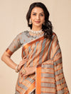 Saree Mall Women's Cotton Blend Grey Woven Design Designer Saree With Blouse Piece-NAMYA78304