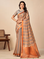 Saree Mall Women's Cotton Blend Grey Woven Design Designer Saree With Blouse Piece-NAMYA78304