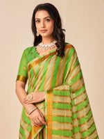 Saree Mall Women's Cotton Blend Green Woven Design Designer Saree With Blouse Piece-NAMYA78305