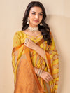 Saree Mall Women's Cotton Blend Yellow Woven Design Designer Saree With Blouse Piece-NAMYA78306