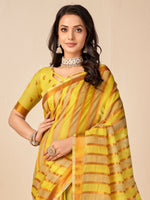 Saree Mall Women's Cotton Blend Yellow Woven Design Designer Saree With Blouse Piece-NAMYA78306