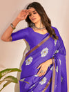 Saree Mall Women's Cotton Slub Purple Printed Designer Saree With Blouse Piece-NAVYA113