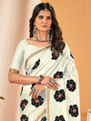 Saree Mall Women's Cotton Slub Off White Printed Designer Saree With Blouse Piece-NAVYA116