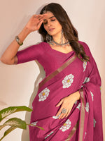 Saree Mall Women's Cotton Slub Pink Printed Designer Saree With Blouse Piece-NAVYA118