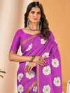 Saree Mall Women's Cotton Slub Magenta Printed Designer Saree With Blouse Piece-NAVYA120