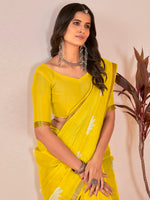 Saree Mall Women's Cotton Slub Yellow Printed Designer Saree With Blouse Piece-NAVYA122