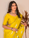 Saree Mall Women's Cotton Slub Yellow Printed Designer Saree With Blouse Piece-NAVYA122