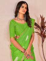 Saree Mall Women's Cotton Slub Light Green Printed Designer Saree With Blouse Piece-NAVYA124