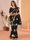 Saree Mall Women's Cotton Slub Black Printed Designer Saree With Blouse Piece-NAVYA125