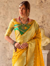 Saree Mall Women's  Blend Yellow Woven Design Designer Saree With Blouse Piece-NAYRA470003