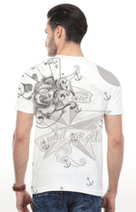 Huetrap White Mens Short Sleeve Graphic Printed Tshirt-HT16MKGRAWHT00420