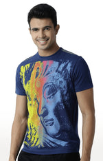 Huetrap Blue Mens Short Sleeve Graphic Printed Tshirt-HT15MKGRALNY00018