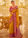 Saree Mall Women's  Blend Mustard Woven Design Designer Saree With Blouse Piece-NEYTIRI440006