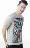 Huetrap Grey Mens Short Sleeve Graphic Printed Tshirt-HT17MKGRAGML00663