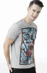 Huetrap Grey Mens Short Sleeve Graphic Printed Tshirt-HT17MKGRAGML00663