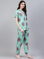 Women's Floral Print Rayon Night Suit Set