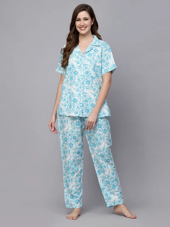 Women's Floral Printed Rayon Night Suit