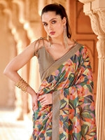 Saree Mall Women's Cotton Blend Multicolored Printed Designer Saree With Blouse Piece-NITRA208