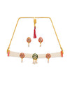 Gold-Plated White Kundan-Studded & Beaded Jewellery Set