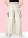 Girls Beige Cotton Comfort Fit Cargo Pants