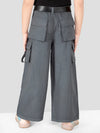 Girls Dark Grey Cotton Comfort Fit Cargo Pants