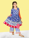 Girls Ethnic Motifs Printed Angrakha Kurta & Pyjamas with Dupatta Set