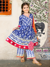 Girls Ethnic Motifs Printed Angrakha Kurta & Pyjamas with Dupatta Set