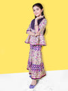 Girls Ethnic Motifs Printed Pleated Gotta Patti Kurta with Sharara Set