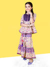 Girls Ethnic Motifs Printed Pleated Gotta Patti Kurta with Sharara Set