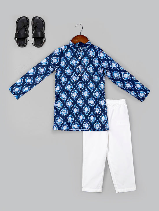 Boys Ethnic Motifs Printed Kurta with Pyjamas Set