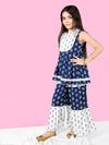 Girls Ethnic Motifs Printed Empire Kurta with Sharara Set