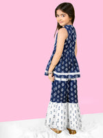 Girls Ethnic Motifs Printed Empire Kurta with Sharara Set