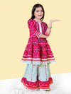 Girls Ethnic Motifs Printed Sequinned detailed A-Line Kurta with Sharara Set