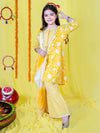 Girls Floral Printed A-Line Gotta Patti Kurta & Sharara with Dupatta Set